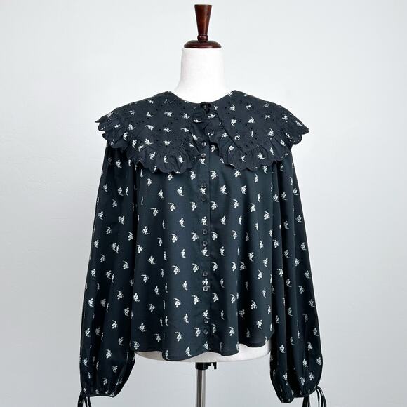 Universal Thread Cottagecore Prairie Collar Floral Eyelet Blouse NWT - Picture 1 of 9